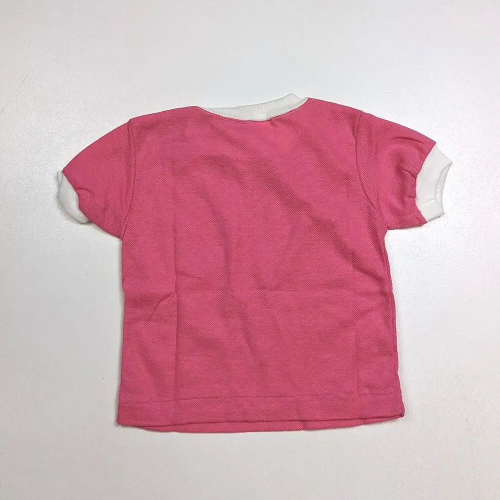 Vintage Hammer Baby Girls Sz 9m Pink Ringer Short Sleeve Retro Basic Casual